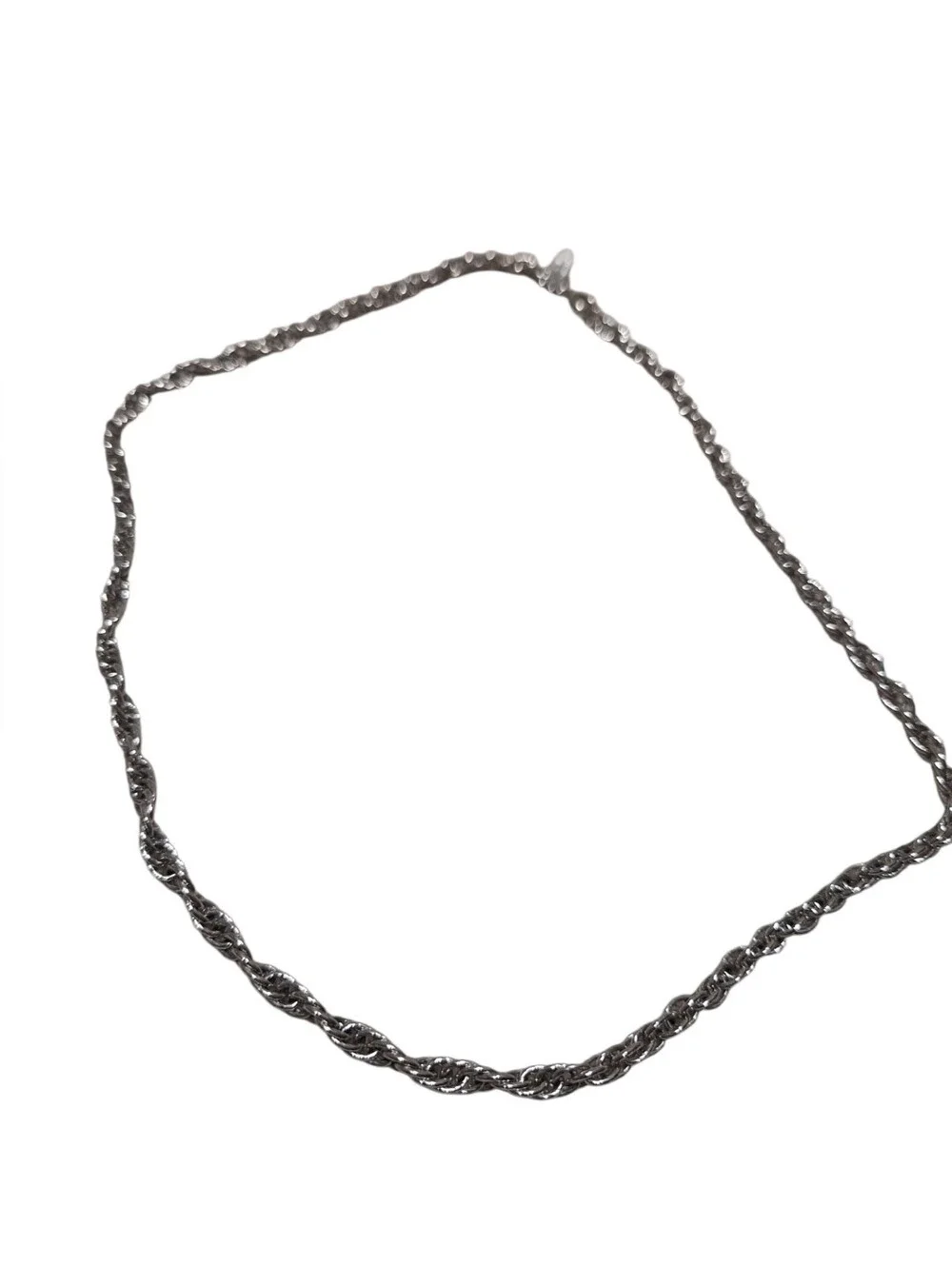 Vintage Whiting & Davis Silver Tone Embossed Rope Chain Necklace 22” Signed